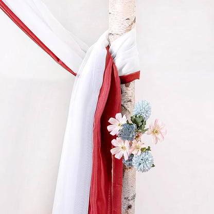 MIULEE Christmas Sheer Window Scarf Valance Extra Long Topper Elegant Swag Curtains Luxury Draping Fabric for Wedding Arch Party Ceremony Canopy Bed Living Room, 54'' x 144'', 1 Panel Red
