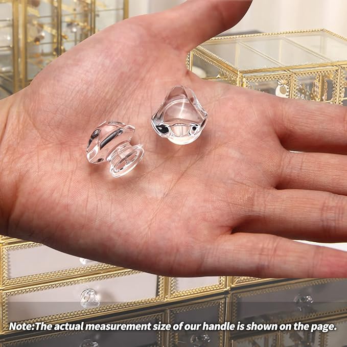 MroMax Tiny Pull Handle Triangle Acrylic Mini Knob 19mm Diameter Small Size Clear Shiny Knob Cute Decoration for Jewelry Box, Gift Case and Makeup Box 2Pcs