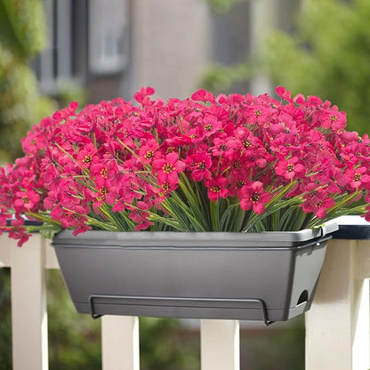 20 Bundles Artificial Flowers, Outdoor Indoor UV Resistant Fake Flowers No Fade Faux Plastic Plants Garden Porch Window Box Decoration