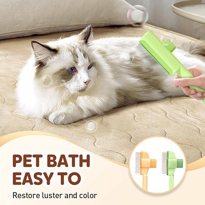 Zen Brush for Cats, Zenbrush Cat Comb, Self Cleaning Pet Comb Grooming Brush, Catdogcomb Pet Grooming for Massaging and Cleaning Shedding Hair (Green)-Mewly Pet