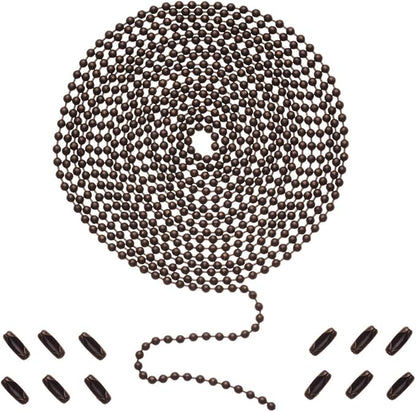 SmoTecQ Ceiling Fan Pull Chain, 120" Rust Proof Copper 3mm Beaded Extension Chains with 12 Matching Connectors, Bronze