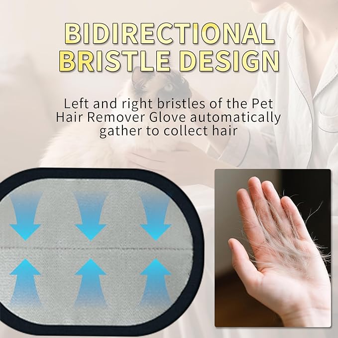 3 Pcs Pet Hair Removal Glove, Electrostatic Pet Hair Removal Gloves, Reusable Cat and Dog Hair Remover, for Couch, Carpet, Furniture, Car, Bedding, Cat Grooming Gloves-Mewly Pet