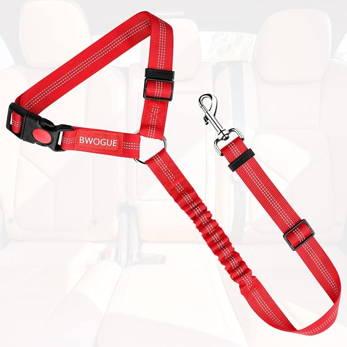 BWOGUE Pet Dog Cat Seat Belts, Car Headrest Restraint Adjustable Safety Leads Vehicle Seatbelt Harness (1 Pack)-Mewly Pet