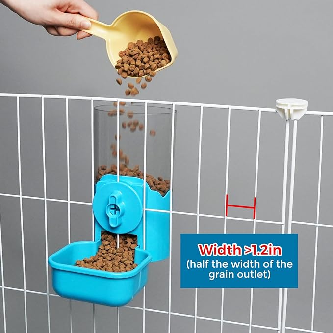 VANNON Small Animal Hanging Automatic Food Dispenser, 35oz Gravity Pet Feeder for Cage, Food Bowl for Rabbit Puppy Cat Ferret Guinea Pig Chinchilla Parrot (Blue)-Mewly Pet