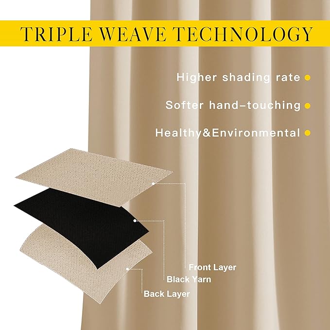 NICETOWN Beige Room Darkening Curtains Blackout 30 inch Curtains for Kitchen, Grommet Solid Window Treatments Sound Reducing for Bedroom, 2 Panels, W37 x L30, 2 Panels