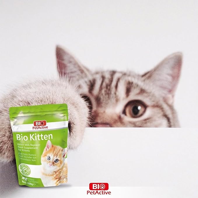 Bio Pet Active Kitten Milk Replacer - Easy-to-Digest Milk Powder with Vitamins, Minerals and Taurine for Kittens and Mothers, 7.05 oz-Mewly Pet