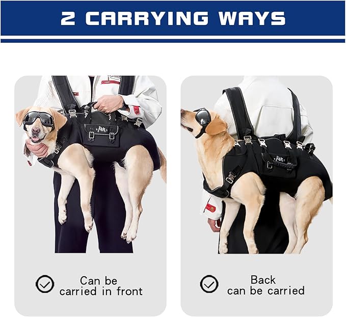 Dog Backpack Carrier - Spine-Friendly for Large Dogs(36-66lbs) Horizontal Design Dog Carrier with Adjustable Back Straps for Joint Injuries, Arthritis, Ideal for Stairs, Elderly Dogs(Size XXL)-Mewly Pet