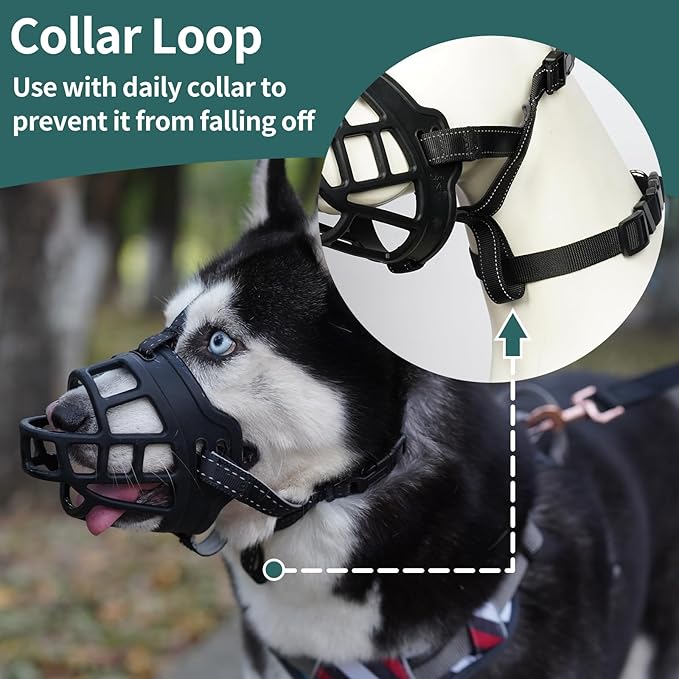 BARKLESS Dog Muzzle, Silicone Basket Muzzle for Small Medium Large Dogs, Soft Cage Mouth Cover Prevent Biting Chewing, Allow Drinking Panting, Suitable for German Shepherd-Mewly Pet