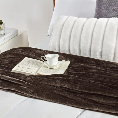 Walensee Fleece Blanket Plush Throw Fuzzy Lightweight (King Size 108x90 Brown) Super Soft Microfiber Flannel Blankets for Couch, Bed, Sofa Ultra Luxurious Warm and Cozy for All Seasons
