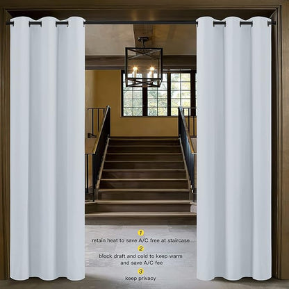 NICETOWN Curtains & Drapes for Door Tapestry, Sound Noise Canceling Room Darkening Replacement Makeshift Curtains for Bathroom Pantry Bedroom Closet (Cloud Grey, 1 Panel, 5ft Wide x 11ft Long)