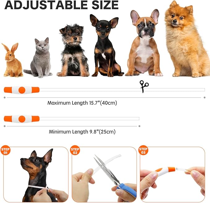 BSEEN Light Up Dog Collar - Rainproof LED Dog Collar Rechargeable - TPU Cuttable Glowing Pet Collar for Small Puppies& Cats, Safety Dog Lights for Night Walking& Camping (XS- Orange 40cm)-Mewly Pet