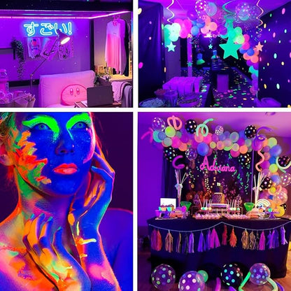 Upgraded 33ft/10M LED Black Light Strip Set with Remote, 600 LEDs, 12V Self-Adhesive Dimmable Black Light Fixture, for Dance Parties, SMD2835 LED Lamp Beads, Non-Waterproof