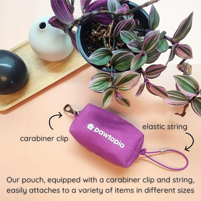 Pawtria Bundle Product of 120 Pet Waste Bags and 1 Canvas Dispenser (Pink), Vegetable Starches, Eco-friendly Dog Waste Bags, Leak proof, Easy to Open, Give Back, Fabric poop bag holder…-Mewly Pet