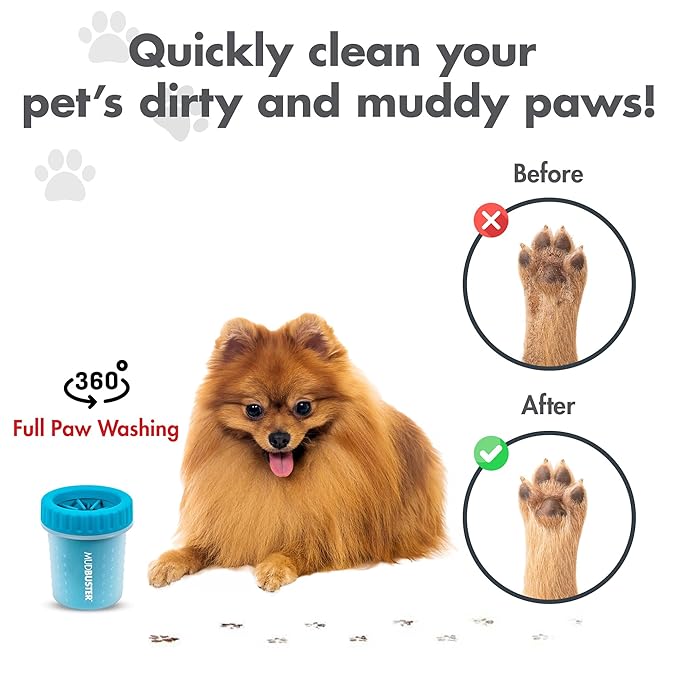 Dexas MudBuster Portable Dog Paw Cleaner - Premium Quality, Blue, Small Size for Pet Supplies and Accessories-Mewly Pet