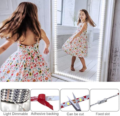 13ft/4M Led Vanity Mirror Lights Kit Bendable NO Need to Cut Vanity Make-up Mirror Cloakroom Adjustable Flexible Strip Light Table Set with Dimmer and Power Supply Mirror Not Included