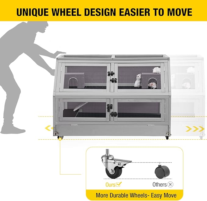 Aivituvin Guinea Pig Cage Chew Proof Hamster Cage Metal Frame Rat House Small Animal Habitat Critter Nation Cage 2 Levels Double Use Movable-Mewly Pet