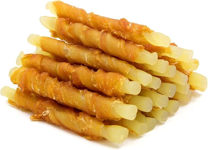 Jungle Calling Rawhide Free Treats for Dogs, Chicken Wrapped Cod Sticks Dog Treats, Soft Chewy Snacks for Training Rewards, 10.6 oz (Chicken)-Mewly Pet