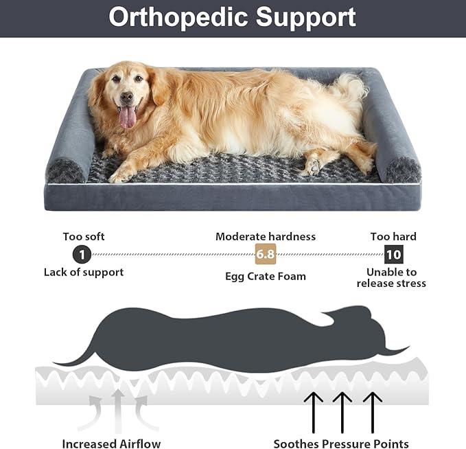 BFPETHOME Dog Beds for Large Dogs, Orthopedic Dog Bed for Medium Large Dogs,Big Waterproof Couch Pet Bed with Removable Washable Cover-Mewly Pet