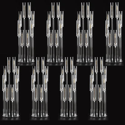 8PCS Arcylic Candelabra Wedding Centerpieces for Tables,38.5 Tall Clear Floor Candle Holder Set with Shade Pillar Taper Candle Stand for Anniversary Party Brithday candelabros para centros de mesa
