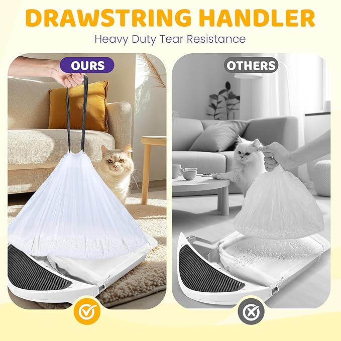 40 Count Cat Litter Liners Large, Jumbo Drawstring Extra Durable Pet Cat Pan Liners Extra-Thick Kitty Litter Box Bag 36" x 19"-Mewly Pet
