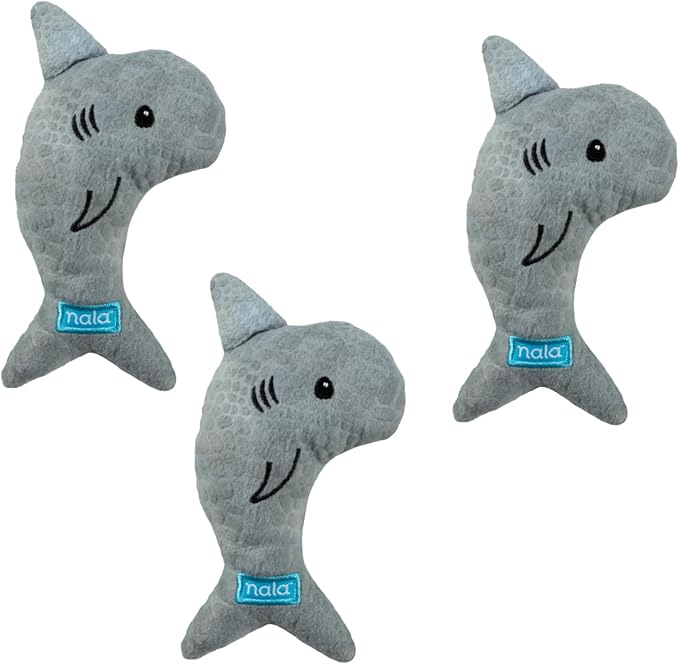 Caitec Presents Nala Cat Simon The Shark - Catnip Toy - Interactive Cat Toy - Chew Toy - Pillow Toy, 3 Pack-Mewly Pet