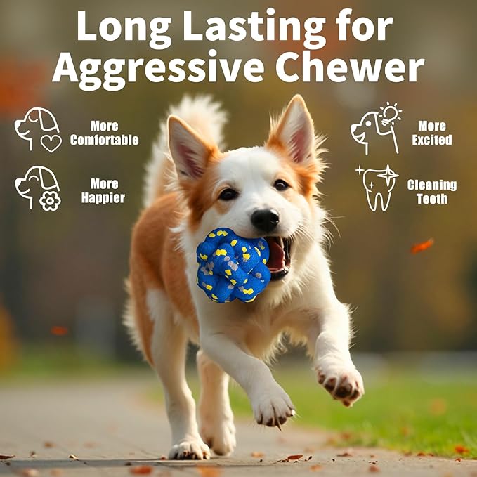 Upgrade Dog Balls Interactive Toys for Aggressive Chewers, Indestructible Tennis Durable Bouncy for Fetch Game, Lightweight Floating, 4pcs-Mewly Pet