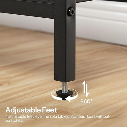 HOOBRO 29.5" Narrow Console Table with 2 Fabric Drawers, Sofa Table, Small Entryway Table with 3-Tier Storage Shelves, Behind Couch Table, for Living Room, Hallway, Greige and Black BG72XG01