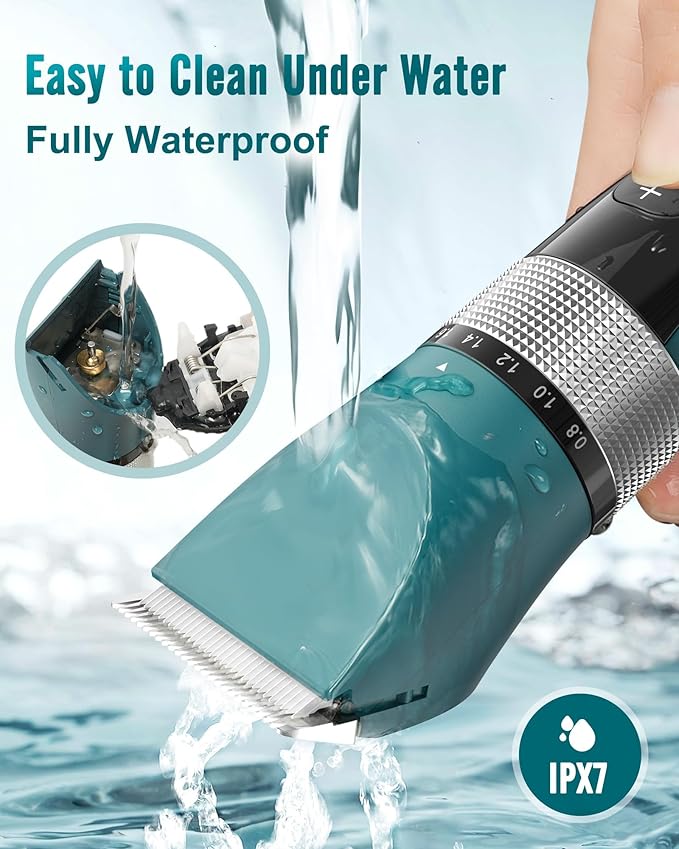 oneisall Cat Clippers for Matted Hair, 5-Speed Quiet Cat Grooming kit, Cordless Pet Shaver for Long Hair,Waterproof Pet Hair Trimmer, Pet Clippers for Cats(Green)-Mewly Pet