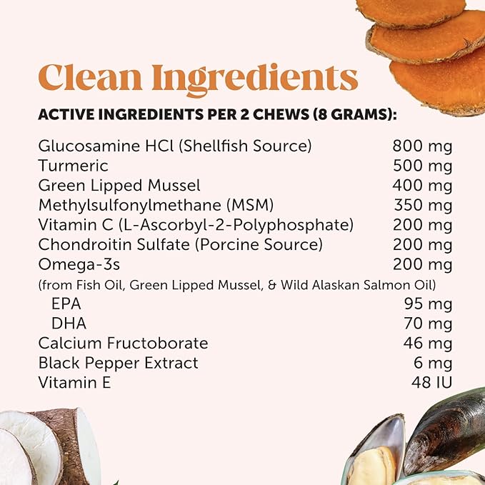 Hip & Joint Health Max Strength - Natural Joint Supplement for Dogs Chews - Glucosamine, Omega-3s, Chondroitin, Green Lipped Mussel - Help Improve Mobility, May Reduce Discomfort (90 ct)-Mewly Pet