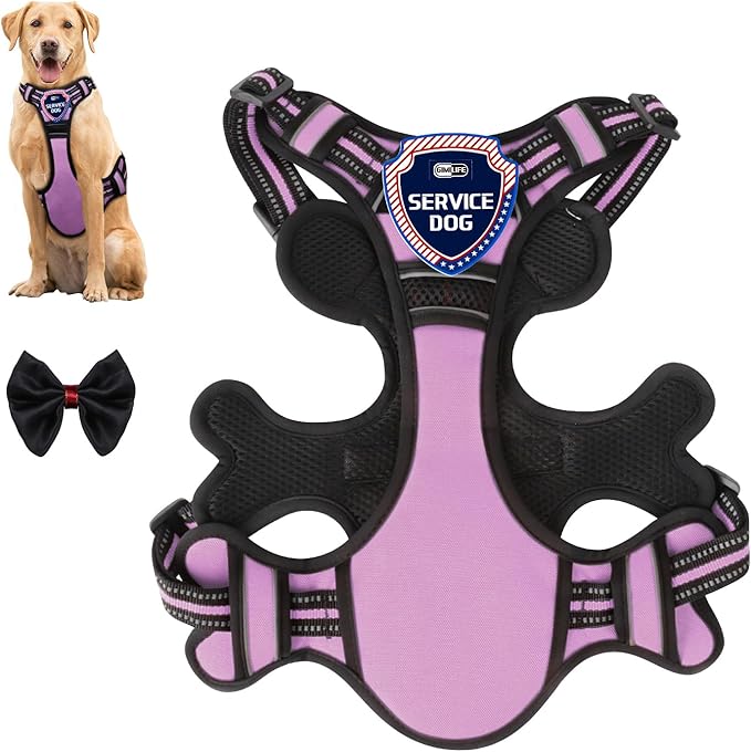 Dog Harness, Adjustable Reflective Dog Vest No Pull Dog Harness with Badge and Bow Tie for Puppy Small Medium Large Dogs-Mewly Pet