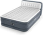 Intex 64447ED Dura-Beam Deluxe Ultra Plush Air Mattress with Headboard: Fiber-Tech – Queen Size – Built-in Electric Pump – 18in Bed Height – 600lb Weight Capacity