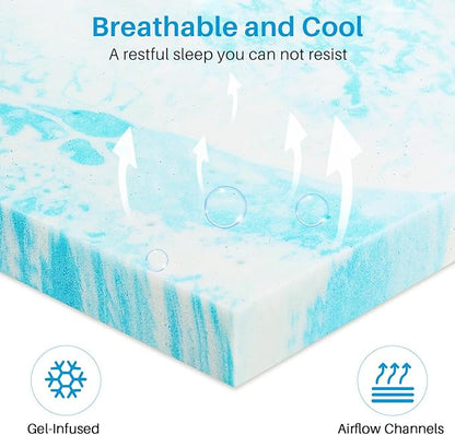 Mattress Topper, Queen Size Cooling Memory Foam Bed Toppers, 2 Inch Soft Mattress Pads for Sleeper Sofa, RV, Camper, CertiPUR-US Certified