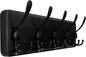 WEBI Coat Rack Wall Mount,Coat Hooks Wall Mounted Rustic,16" Hole to Hole,Large Coat Hanger Wall,Wood Hook Rack,5 Triple Hooks for Hanging Coats,Jacket,Clothes,Black