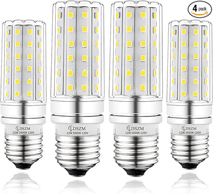 LED Light Bulb 100w Equivalent 1200 Lumen 5000K Cool Daylight White 12W Super Bright LED Bulb E26 Base Non-Dimmable Ceiling Fan Light Bulbs for Home Indoor LED Corn Light Bulb Pack of 4