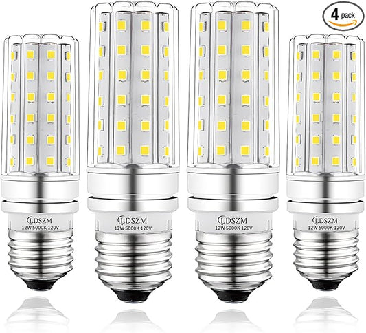 LED Light Bulb 100w Equivalent 1200 Lumen 5000K Cool Daylight White 12W Super Bright LED Bulb E26 Base Non-Dimmable Ceiling Fan Light Bulbs for Home Indoor LED Corn Light Bulb Pack of 4