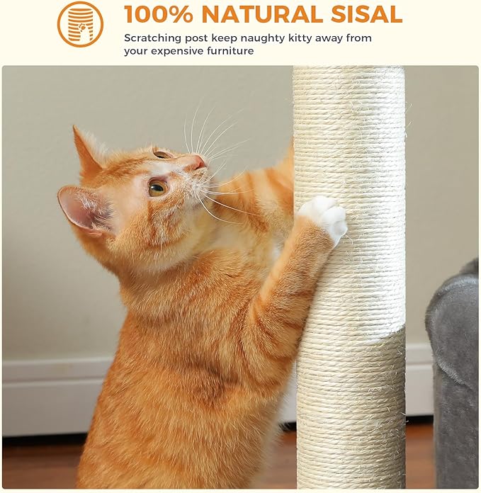 PEQULTI Cat Tree Cat Tower with Sisal-Covered Scratching Posts and Extra-Large Cat Perch Suitable for Small to Medium Cats-Mewly Pet