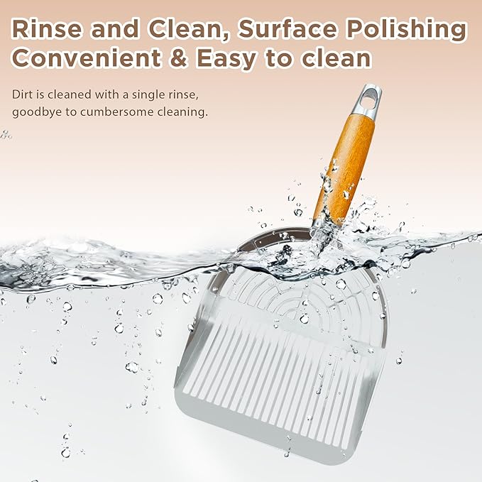 Cat Litter Scoop, Litter Scooper, Metal Cat Litter Scoop, Stainless Steel Cat Litter Scoop, Kitten Pooper Lifter, Kitty Metal Scooper with Holder for Cat Litter Box Strip Holes Easy Cleaning-Mewly Pet