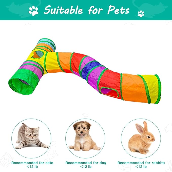 Cat Tunnel with Play Ball, Interactive Peek-a-Boo Cat Toys Cat Tube Toy, Colorful TS-Tunnel-Mewly Pet