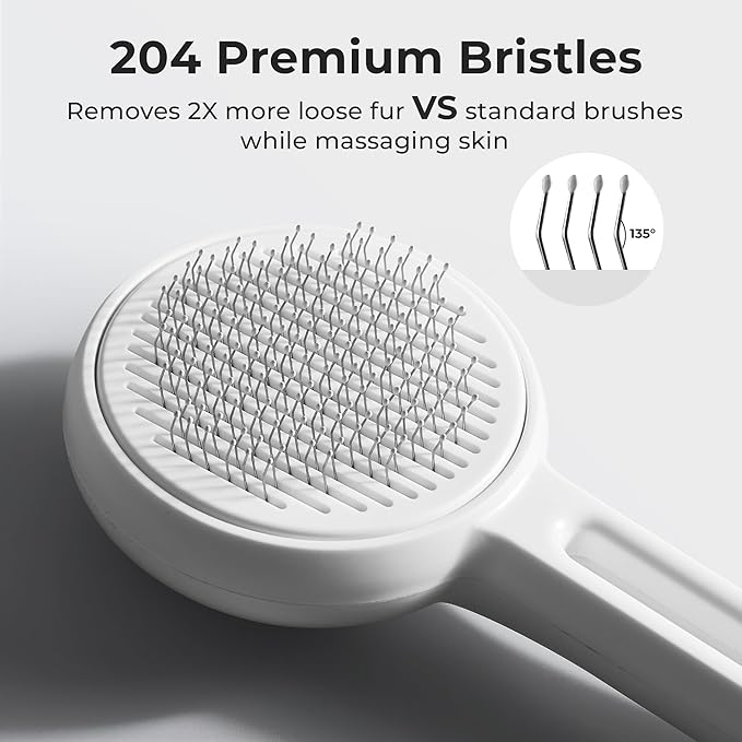 Self Cleaning Slicker Cat Brush - Skin Friendly Shedding Grooming Tool for Dogs & Cats, Pet Supplies Accessories, Deshedding Comb for Short Long Haired Kittens, Massage Function to Removes Loose Fur-Mewly Pet