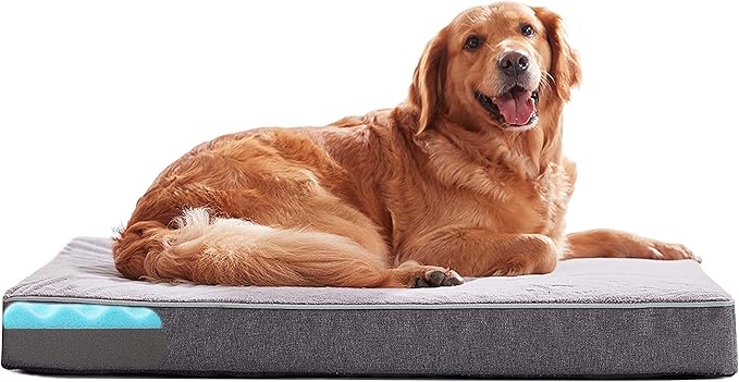 Orthopedic Memory Foam Dog Bed, Cooling Dog Beds Waterproof Pet Bed for Crate with Removable Washable Cover, L(35inch,65Lbs)-Mewly Pet