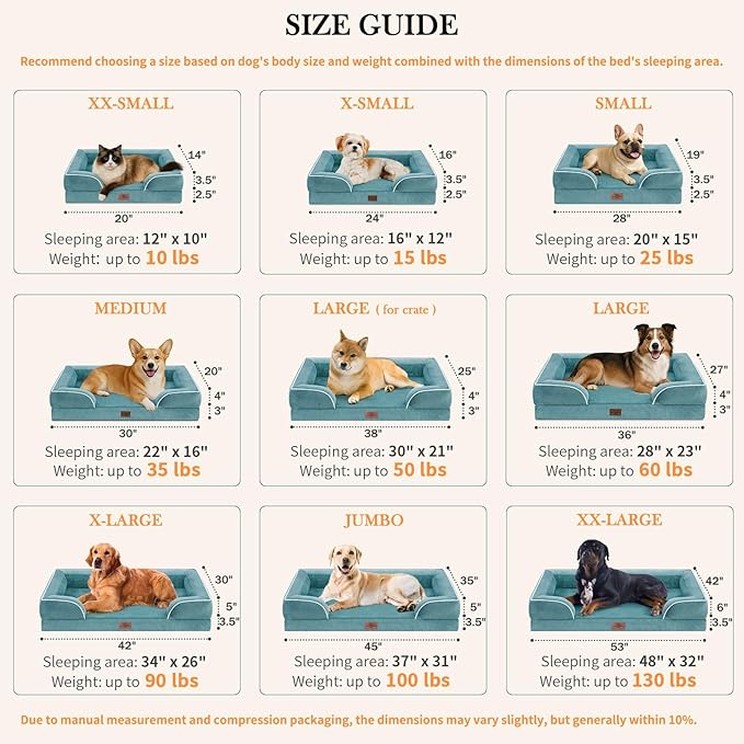 Comfort Expression Small Dog Beds Waterproof Orthopedic Foam Dog Sofa Beds for Medium Dogs Comfy Pet Bed with Washable Removable Cover & Non-Slip Bottom(Small,Washed Blue)-Mewly Pet