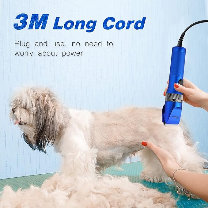 Dog Grooming Clippers, Professional 12V Heavy Duty Pet Clippers, Large Dog Shaver for Thick Coat,Plug-in Pet HairTrimmer with Guard Combs Brush for Dogs Cats-Mewly Pet
