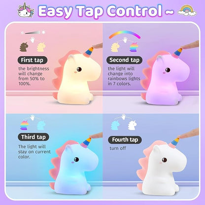 One Fire Red Night Light for Kids, 【16 Colors & 4 Modes】 Silicone Night Light for Girls, Tap 2 Brightness Cute Lamps, Last 10H Kids Lamps, Soft & Safe Girls, 【Small Size】