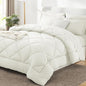 CozyLux King Size Comforter Set Ivory - 7 Pieces Bed in a Bag King, Luxury Soft Bed Set for All Seasons, Bedding Set with Down Alternative Comforter, Sheets, Pillowcases & Shams