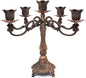 Metal Candelabra 5-Candle 10.1 Inch Tall Candle Holder Stick for Home Wedding Event and Party Festival,Red Bronze