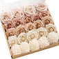 Ling's Moment Artificial Flowers Fake Silk Roses Faux Foam Dahlia Combo for DIY Wedding Bouquets Centerpieces Arrangements Bridal Shower Party Home Decorations, Morandi Peach & Cream, 24pcs