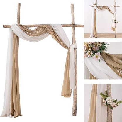 MIULEE Luxury Window Scarf Sheer Voile Elegant Topper Long Valance Solid Treatment Swags Drapes for Window Ceremony Wedding Canopy Bed 54" x 216" Brown 1 Piece