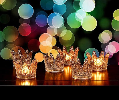 Vixdonos Crown Glass Tealight Candle Holder Set of 12 Clear Votive Candle Holders for Wedding, Party and Home Decor