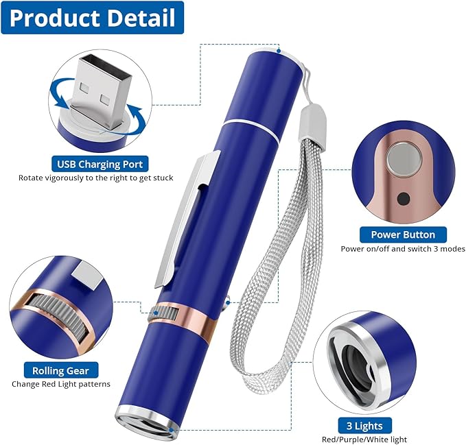 TBTeek Cat Toys for Indoor Cats, 2 Pieces, Rechargeable, 7 Adjustable Patterns, Interactive Kitten Pet Dog Red Dot Chase Light Toy for Cats Fun Playing Exercise（Blue）-Mewly Pet