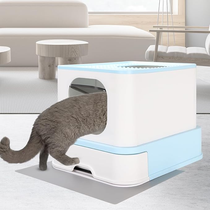RIZZARI Cat Litter Box Top-Entry : Leak-Proof Enclosed Design Reduces Odor, for Indoor Cats & Owners (Green)-Mewly Pet